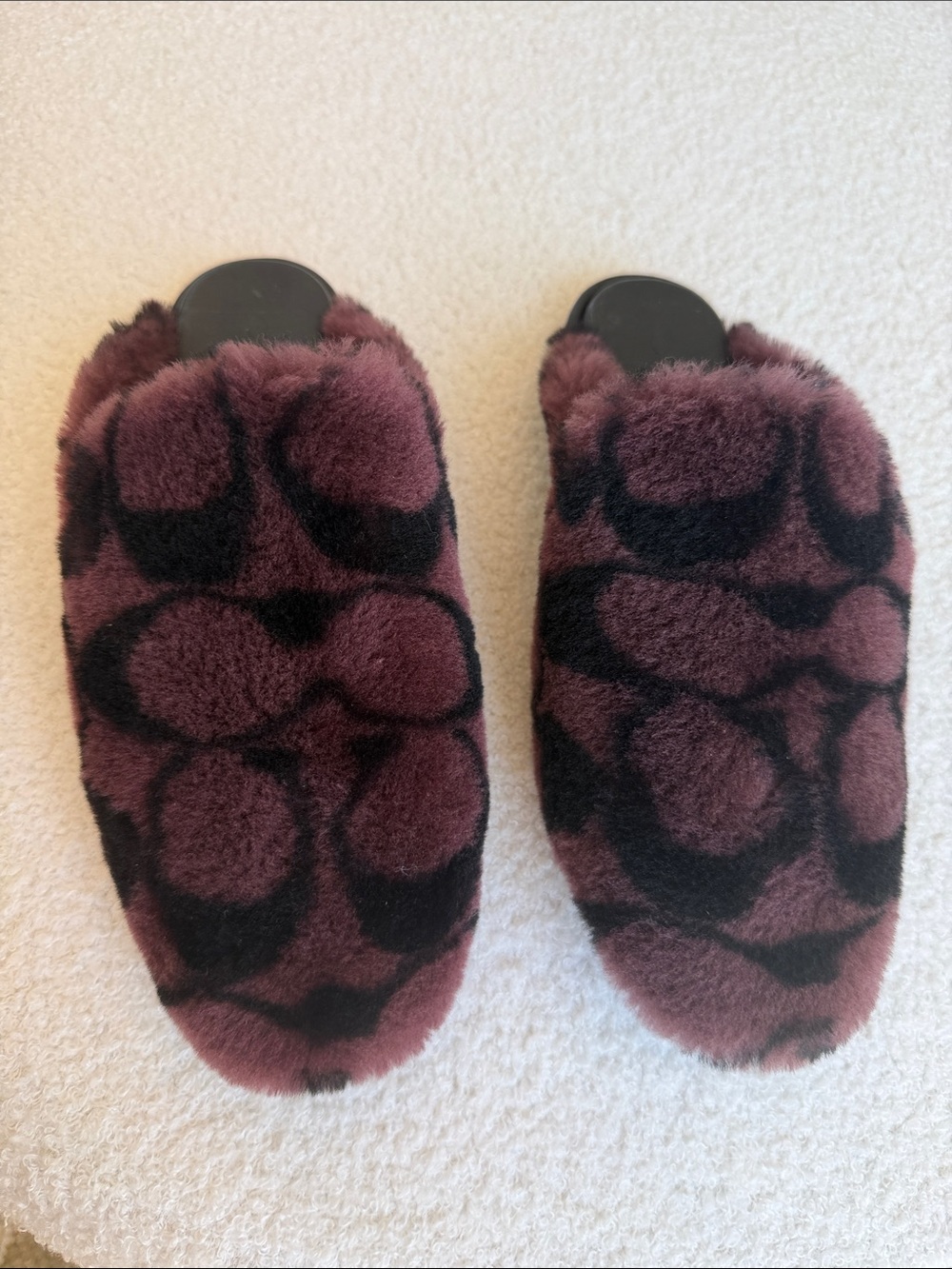 New with tags Coach mule slippers signature monogram wine black womens size 6